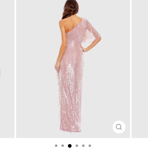 Sequined Flutter Sleeve One Shoulder Draped Gown- Mauve - Picture 8 of 8